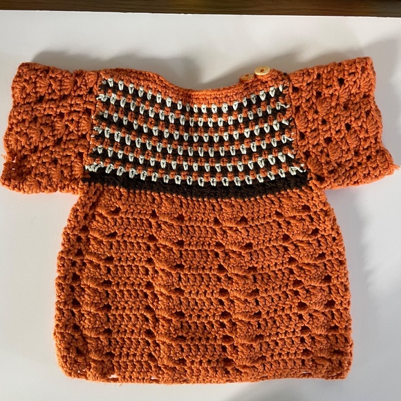 Handcrafted "Tangerine Dream" Crochet Baby Top - Super Soft & Stylish- 12 Months - Picture 2 of 4